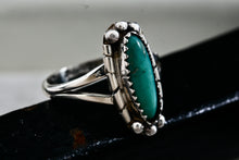 Load image into Gallery viewer, Lorencita Garcia Native American Oval Turquoise Silver Ring Size 8
