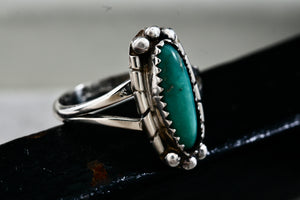 Lorencita Garcia Native American Oval Turquoise Silver Ring Size 8