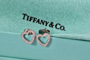 Tiffany & Co. 18K White Gold Diamond Heart Stud Earrings