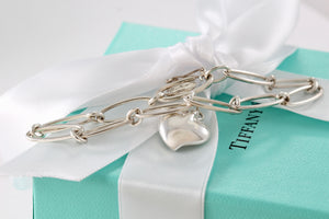 Tiffany & Co. Elsa Peretti Silver Carved Heart Link Bracelet