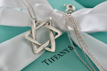 Load image into Gallery viewer, Tiffany &amp; Co. Elsa Peretti Silver Large Weave Star of David Pendant 28&quot; Necklace
