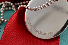 Load image into Gallery viewer, Tiffany &amp; Co. Silver Round Disc &quot;Tiffany &amp; Co&quot; Pendant Beaded Chain Necklace
