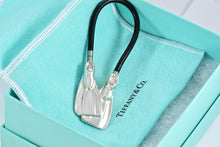 Load image into Gallery viewer, Tiffany &amp; Co. Silver Scuba Flipper Fins Black Rubber Key Ring Keychain
